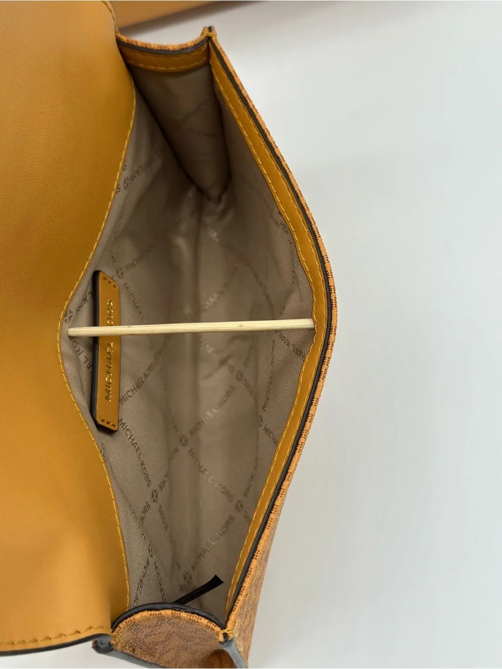 Michael Kors Mustard Tan Saffiano Leather Tote with Matching Wallet Trio